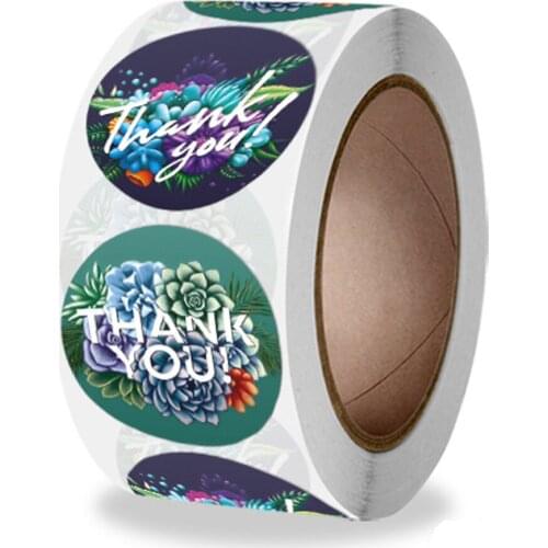 100-500pcs Thank You Stickers Multi-design Floral Decor Decals For Cookies FestivalGift Package Sealing Label 1 Inch Round