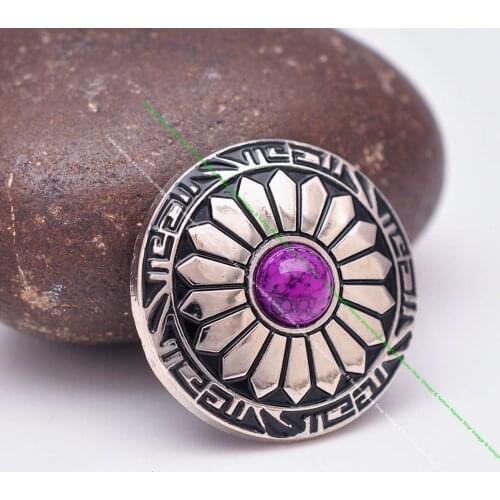 10X 30mm Western Silver Sun Flower Purple Turquoise Leathercraft Hair Accessories Clothing Sewing Shank Button Concho Connector