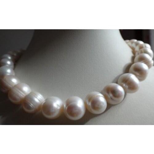 18" HUGE 14K 10-11MM SOUTH SEA GENUINE WHITE BAROQUE PEARL NECKLACE