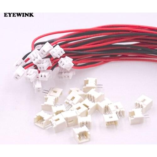 20pcs/set JST Connectors 1.25MM 2-Pin Connector with Wires Cables 100MM for Circuit Board Wholesale