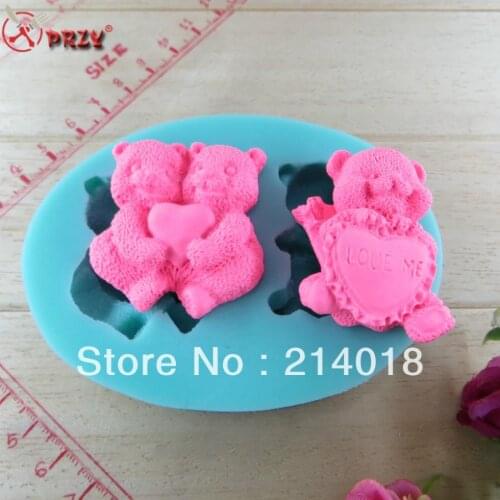 3PCS little bear hot sale chocolate silicon mold fondant Cake decoration mold No.249