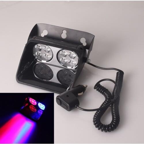 8LED Car Strobe Light Sucker Highlight Scoop Police Lights Warning Lights Fog Lamp Front Glass Flashing Lights Red And Blue