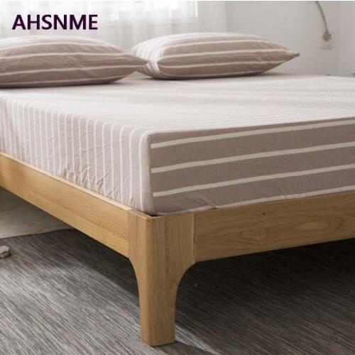 AHSNME 100% Cotton sheets Super Soft parure de lit Cool Summer Simple Coffee stripe Fitted Sheet 90x200/120x200/180x200cm