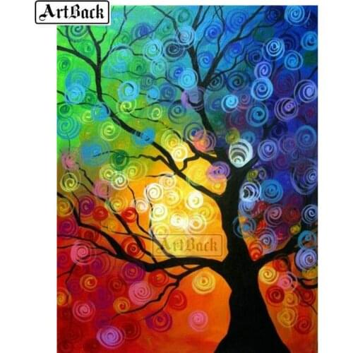 DIY 5d diamond painting tree oil painting landscape full square round 3d diamond embroidery rhinestone home decoration gift