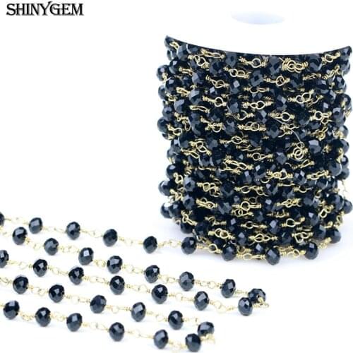 ShinyGem 4*6mm Abacus Crystal Bead Chains Multi Colors Natural Rhinestone Rosary Chain For Jewelry Making DIY Accessories 5M/Lot