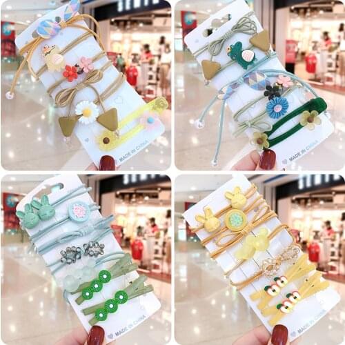 6/7 Pcs/Set Children Cute Candy Cartoon Flower Fruit Elastic Hair Bands Girls Lovely Hair Clips Kids Hairpins Hair Accessories
