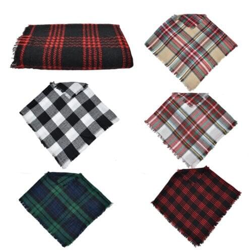 Children Kids Scarf Winter Check Print Tassel Tartan Neck Warmer Lot Wrap Baby Shawl 3-5 Years