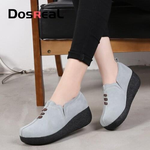 Dosreal Cow Suede Loafers Shoes Chinese Style Knot Fashion Flats Shoes For Ladies Shoes Females Casual Platform Sneakers Shoes