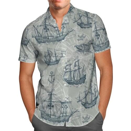 Hawaii Shirt Hawaiian beach Summer Ship Compass Anchor 3D Printed Mens Shirt Harajuku Tee hip hop Casual shirts 02
