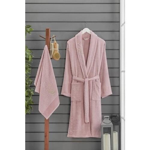 Forev 2'li Robe and Towel Set-Powder L-Xl Size