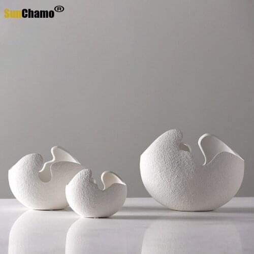 Ceramic Vase Creative Modern Fashion White Egg Shell Flower Card Home Decor Ornaments Home Decoration Vases For Flowers