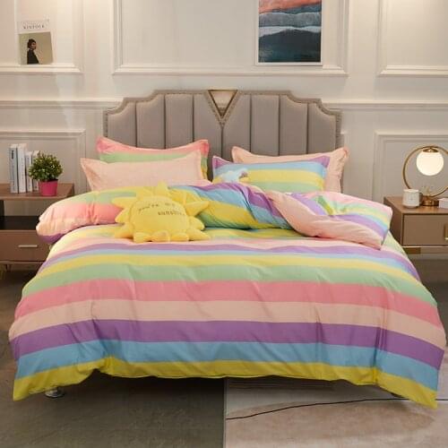 Rainbow Stripes Bedding Set Duvet Cover Set Bed Sheet Pillowcases Bedclothes Printed Bed Cover Set Twin Twin XL Full Queen Size