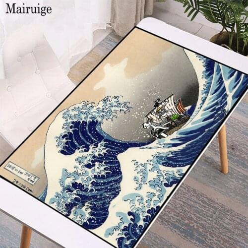 Mairuige Blue Sea Waves and Boat Anime Mouse Pad XXL Lockedge Desk Mat Gaming Computer Laptop PC Non-Slip Rubber Gamer Mousepad