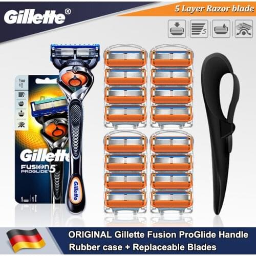 Gillette Fusion Proglide Razors Blade for Men Machine for Shaving Blades 5 Layer Cassettes With Replaceable Blades/Rubber Sleeve