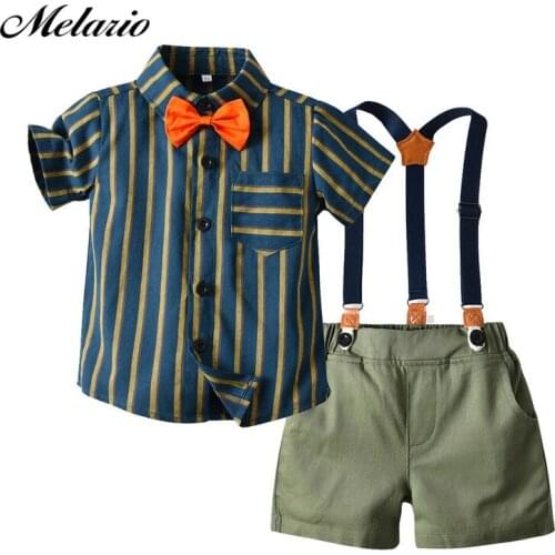 Melario Boys Bow Clothes Sets Baby Gentleman High Qulity Short T shirt and Pants Toddler Boy Clothing Casual Kids Outfits Baby
