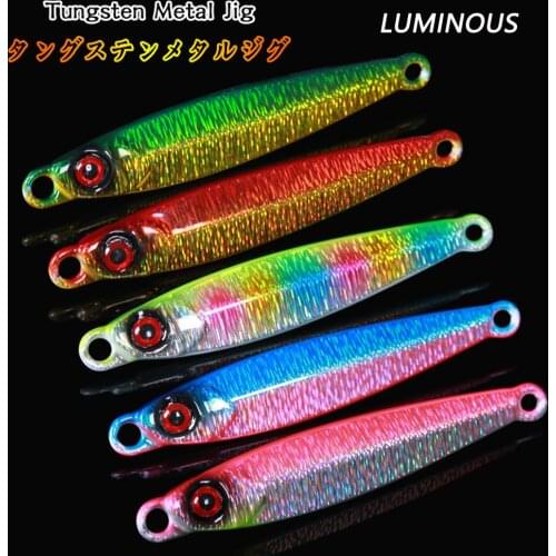 Deep Sea Glow Metal Fishing Lure Swim Bait Shore Jigging Boat Fishing Spoons High-Density Tungsten Jig Spinning Lure Fish Bait