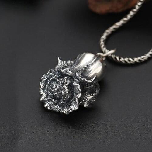 Wholesale S925 Sterling Silver Creative Jewelry Retro Old Thai Silver Cabbage Pendant Men And Women Fashion Trend