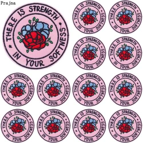 Prajna 10 PCS Round Letter Patches On Clothes DIY Cartoon Embroidered Patches For Clothing Thermoadhesive Patches Round Badges