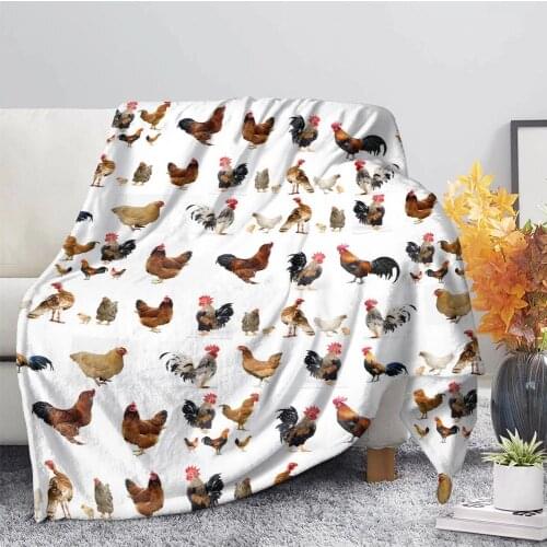 Cock Blanket Colorful Cartoon Rooster Bedspread Cute Flowers Fannal Chair Adults Soft Blanket Custom Home Textile Kids Gifts