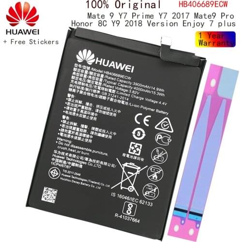 Original HB406689ECW 4000mAh Rechargeable Li-ion Phone battery For Huawei Mate 9 Enjoy 7 Enjoy 7plus Y7 Prime Smart Mobile Phone