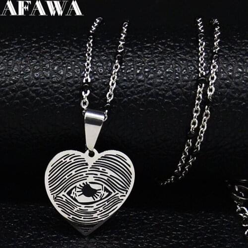 2021 Fashion Gothic Eye Stainless Steel Necklace Women/Men Black Color Enamel Necklace Jewelry Gift accesorios mujer N19992S02