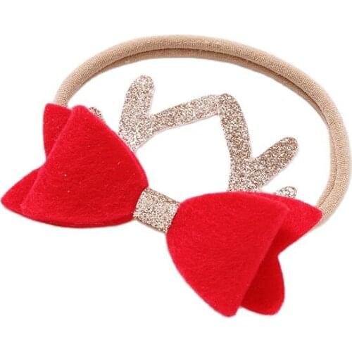Christmas Gift Headwear For Children Girls Hair Accessories Bow Nylon Elastic Hair Bands Baby Girls Hair Headbands Hairpins