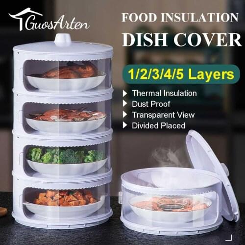Transparent Stackable Food Insulation Cover Dust Proof Portable for Home Kitchen Kitchen Storage & Organization Save Space