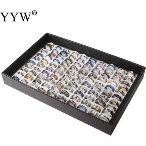 Wholesale 100PCs stainless steel mens finger ring mixed styles jewelry womens rings silver color US Ring 5.5-10 anillo de dedo