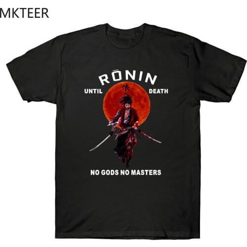 Ronin Until Death No Gods No Masters Japanese Vintage Retro Sunset Mens T-Shirt Casual PrintClothes Funny Brand T Shirt Men
