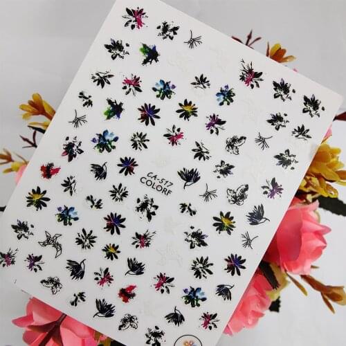 Peel Off 3D Nail stickers Art Slider Flowers Leaf Nail Decoraciones Foil Self adhesive Design Manicure Accessories