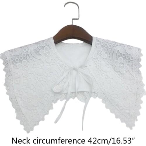 Chic Removable Fashion Women Hollowed Embroidery Triangular False Collar Tie Clothing Accessories Exquisite Decoration 066F