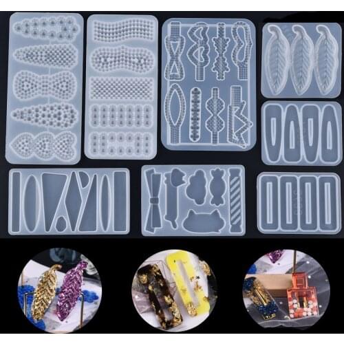 Hair Clip Silicone Mold Heart Leaf Geometric Barrette DIY Cryst UV Epoxy Resin Mold Acrylic Jewelry Making Handmade Crafts