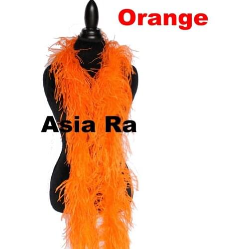 Orange color Ostrich Feather boas 10 meter/lot 2ply thickness Ostrich feather scarfs Natraul&fluffy ostrich feather fringes