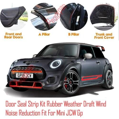 Door Seal Strip Kit Self Adhesive Window Engine Cover Soundproof Rubber Weather Draft Wind Noise Reduction For Mini JCW Gp