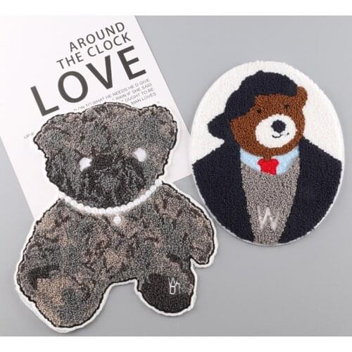 High-quality Towel embroidered animal bear DIY Iron On Patch Embroidered Applique Sewing Label Apparel Accessories Badge