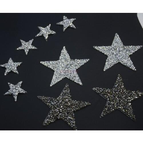 Whit black applique rhinestone beaded embroidered patches for clothing,parches termoadhesivos para ropa stickers for clothes