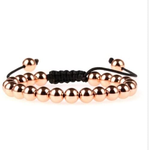 European and American jewelry, hip-hop style 8MM solid color-preserving steel ball bracelet, adjustable fashion accessories