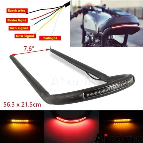 563mm LED Tail Light 7/8" Upswept Rear Tube Hoop Cafe Racer Seat Frame Brat Loop For Honda Yamaha Suzuki CB CG SR Street Tracker