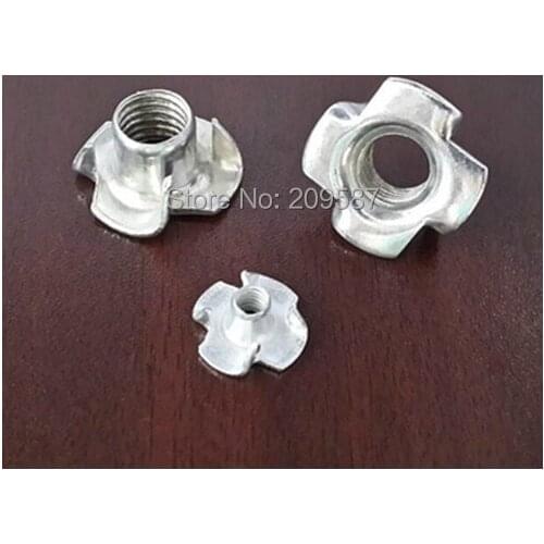 100pcs Metric M4 Zinc Plated Steel T Nuts Blind Nuts 4 Prongs Knock In Wood