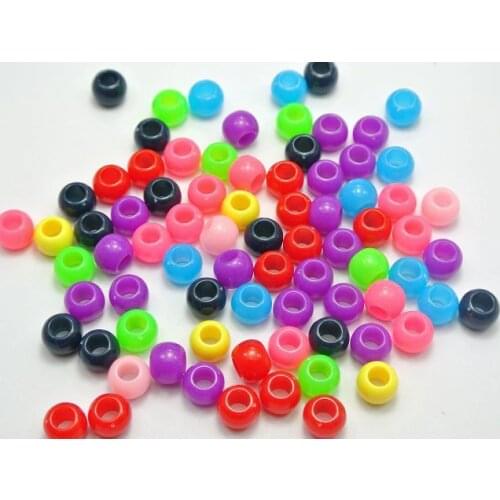100 PCS Mixed Color Kandi Bracelet Jewelry DIY Acrylic Round Barrel Beads 8X6mm for Kids Craft