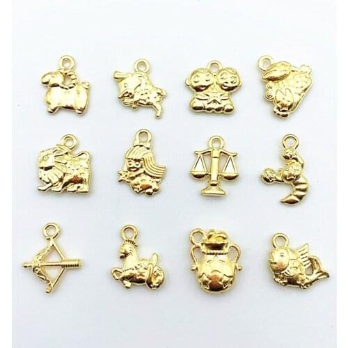 12Pcs Mixed Color Star Zodiac Sign Tibetan Mixed Charms Zinc Alloy Pendant Accessory For DIY Bracelet Necklace Jewelry Making