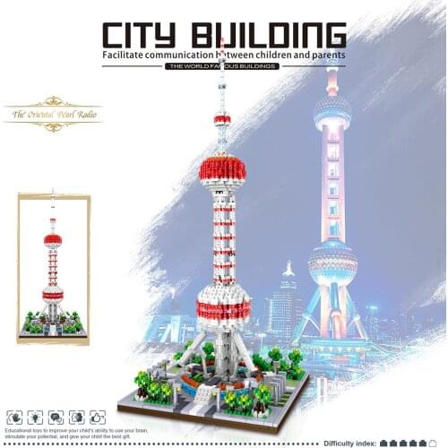 1747Pcs Oriental Pearl TV Tower Shanghai China Building Blocks Educational Toys Famous Architecture Micro Bricks for Kids Adults