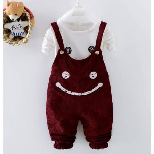 2020 Fashion Spring Autumn Children Girls Clothes Toddler Clothing Sets Cartoon Cute SmileyT-Shirt Overalls Kids Tracksuits0-4