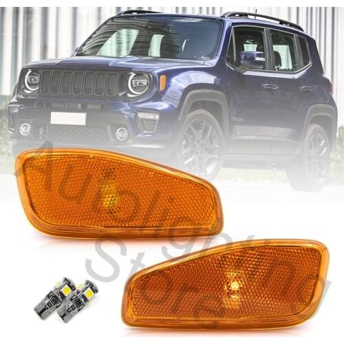 2X Led Front Fender Turn Signal Lights For Jeep Renegade BU 15-21 Replace OEM#68256049AA Car Accessories Side Marker Lamps