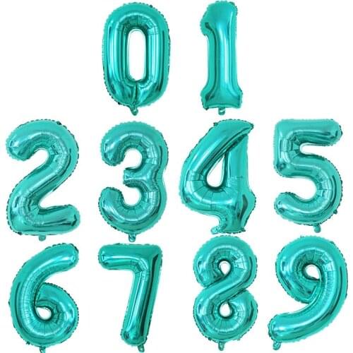 32inch Tiffany Blue Balloon Number Aluminum Foil Balloon for Birthday Party Decoration Adult Kids Baby Shower 0-9 Digital Globos