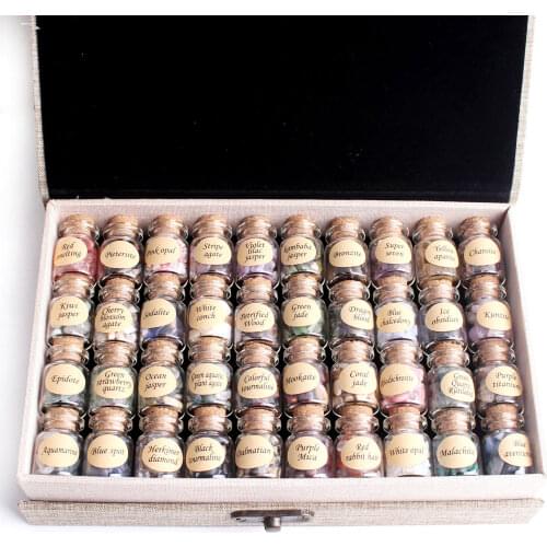 40Pcs Natural Crystal Wishing Bottles Gemstone Natural Quartz Chip Gravel Reiki Healing Birthday Gift Souvenir With a Box