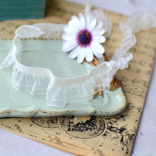 Off White Single And Double Layer Folds Lace Trim Wood Ear Edge Elastic Band Ruffled Unilateral Elastic Band Sewing Accessories