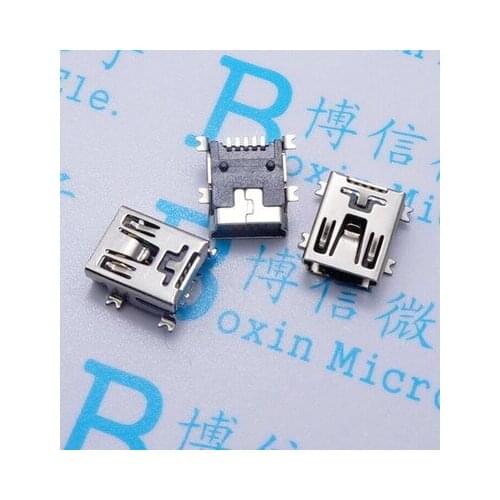Free Shipping 100pcs Mini USB 5pin Female Socket Connector 4foot for Tail Charging Mobile Phone