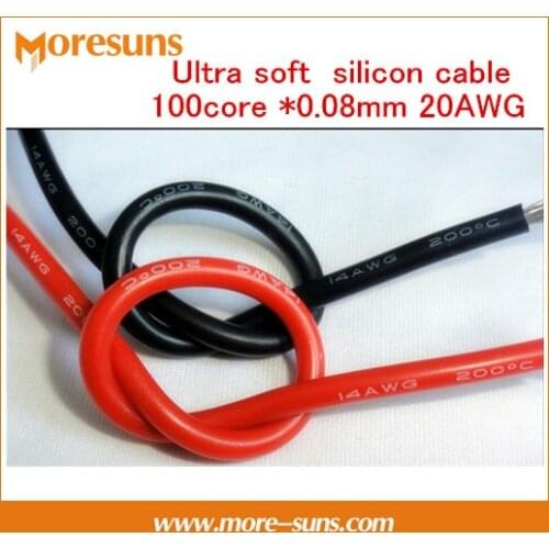 Free Ship 20M/lot Ultra soft silicon cable oxygen-free copper tin 100core*0.08mm 20AWG silicone line