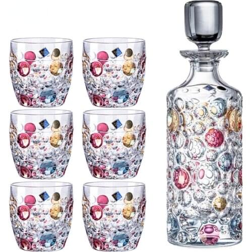 Czech crystal glass whiskey glass wine bottle creative color water drop pattern light luxury wine glass